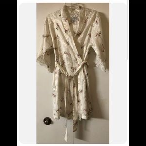 Vintage FAYE O’Bryan Brothers Retro Lace SleepWear Sz S Floral  Elegant Kimono